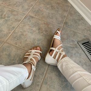 white sandals